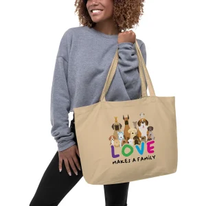 Love Makes a Family Large Organic Tote Bag - Tan